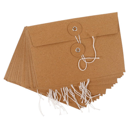 FUNOMOCYA 20Pcs Kraft Paper Wire Organizer Bags with String Tie Document Envelopes for Letters Files Invitations Office File Folder Storage