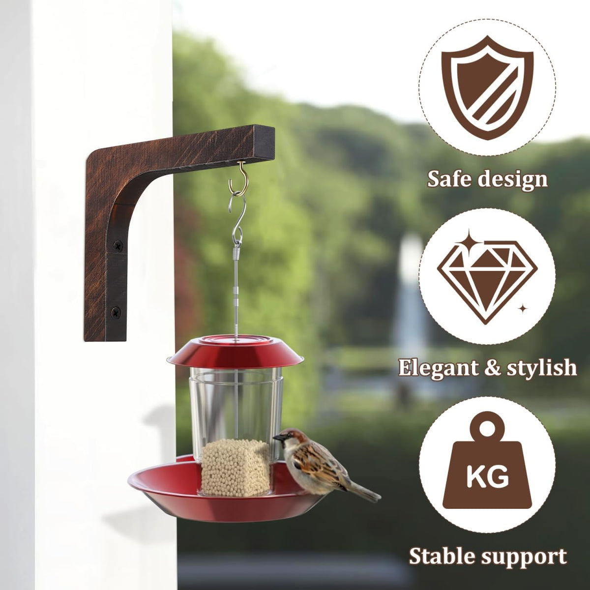 Abaodam Wooden Wall Plant Hanger Indoor Hanging Plant Hooks for Wall Mounted Flowerpot Bracket Suitable for Patio Balcony Garden Decor