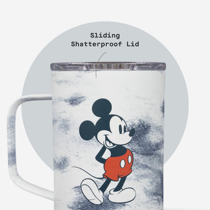 Corkcicle Classic Coffee Mug - Triple Insulated Stainless Steel for Travel - Shatter-Proof Lid - Keeps Drink Hot Over 3 Hours - Holiday Mug Gift - Great for Gifting Warmth - 16 oz - Mickey Tie Dye