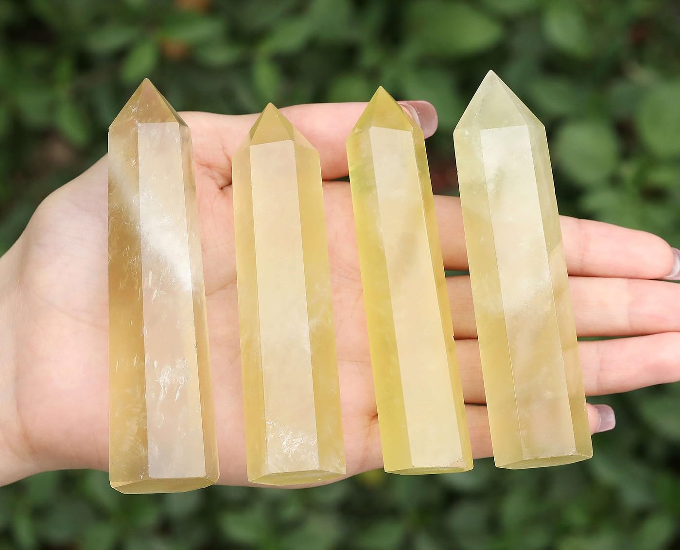 LAIDANLA Citrine Healing Crystals Wands 3.5-4" Polishing Natural Reiki Energy Wand Stone Hexagonal Point Obelisk Large Crystal Gemstones for Meditation Therapy Crystal Grid Decoration 1Pcs