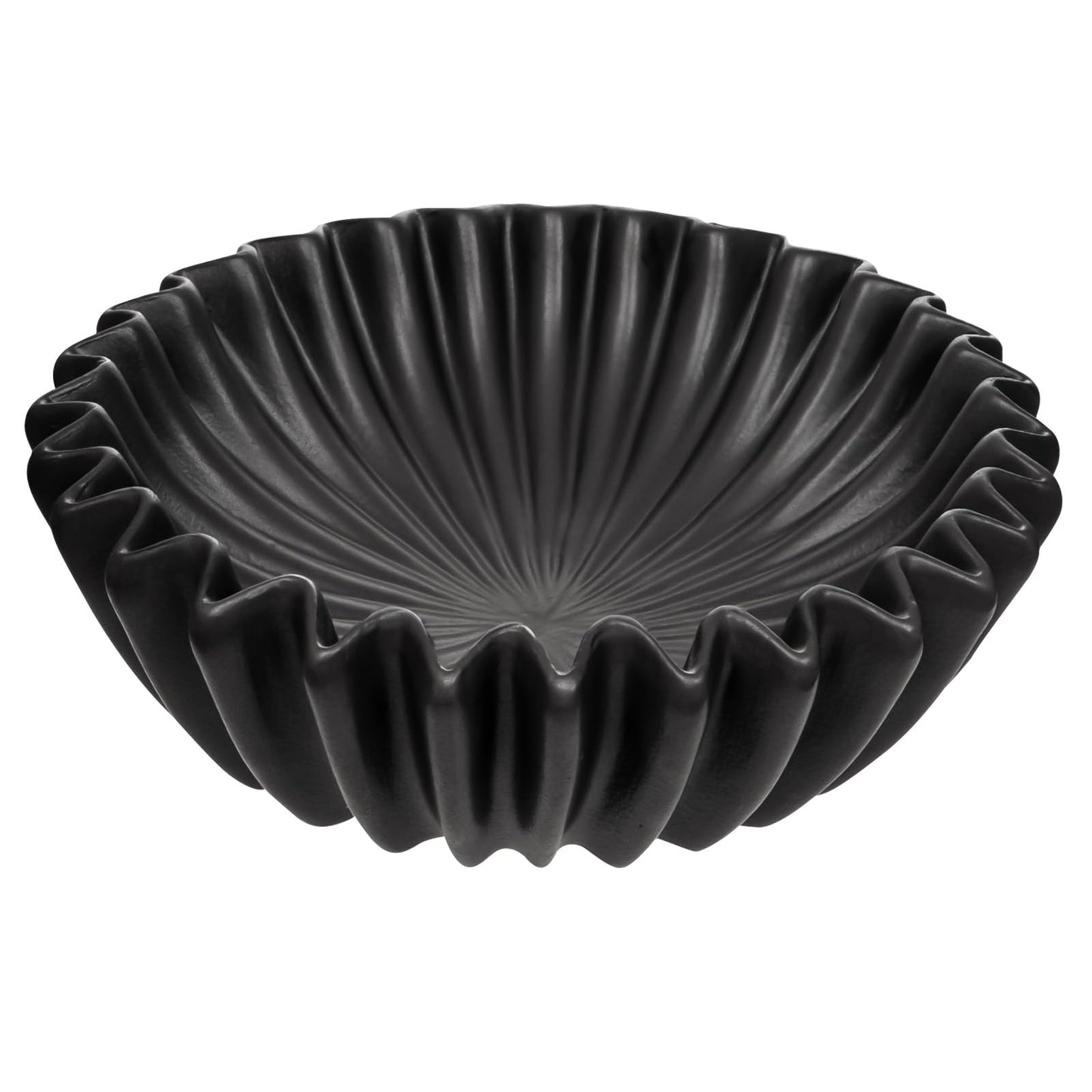 Kultilanda Small Ceramic Bowl Black Decorative Bowl, Modern Home Decor Centerpiece 6 Inches Key Jewelry Ruffle Fluted Scalloped Bowl