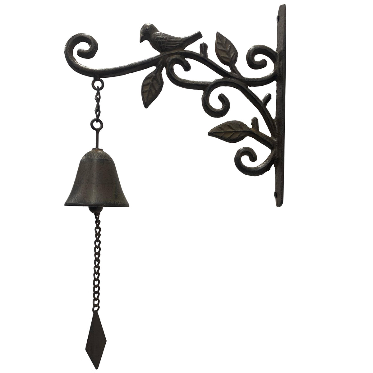 ChengPin Outdoor Iron Dinner Bell, Wall Mounted Hanging Bell, Clear Melodious Sound, Decor for Door Garden Yard Home (Black Bird)