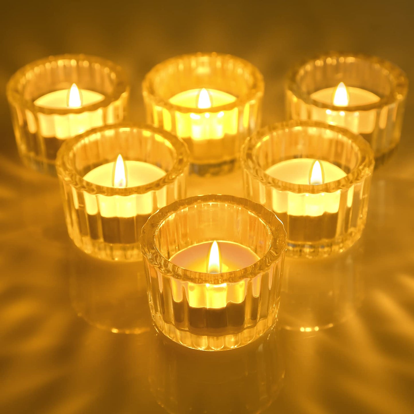 GOLDEAL Tealight Candle Holders Set of 48 Thick Clear Glass, Tea Light Holder Bulk, Votive Candle Holders for Wedding Table Decor, Party Supplies, Bridal Shower Decorations, Centerpieces for Tables
