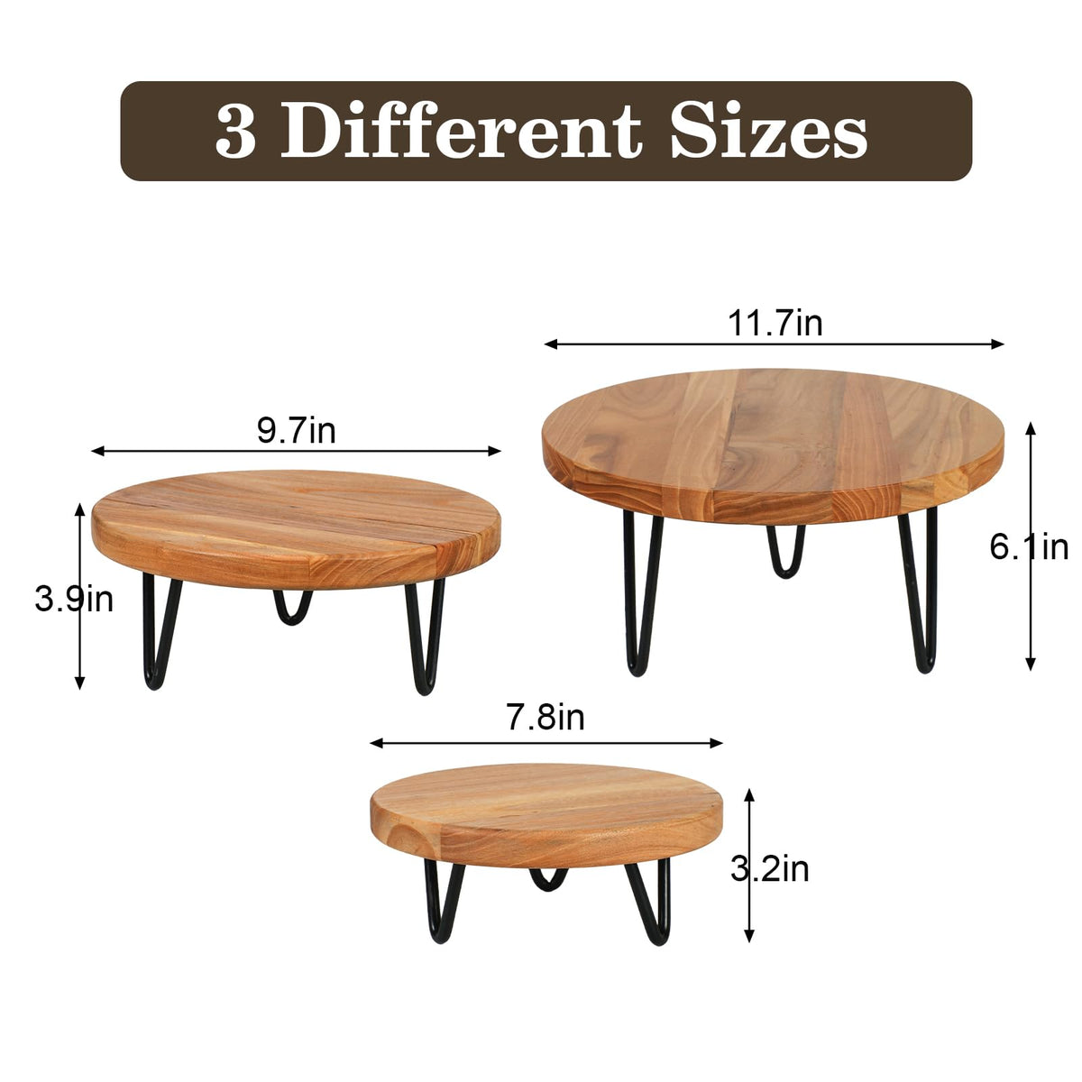 jubilander 3 Pcs Buffet Risers, Wood Round Food Riser Dessert Table Display Stand Set for Party Wood Cupcake Stands Nesting Table for Home Decor (Natural)