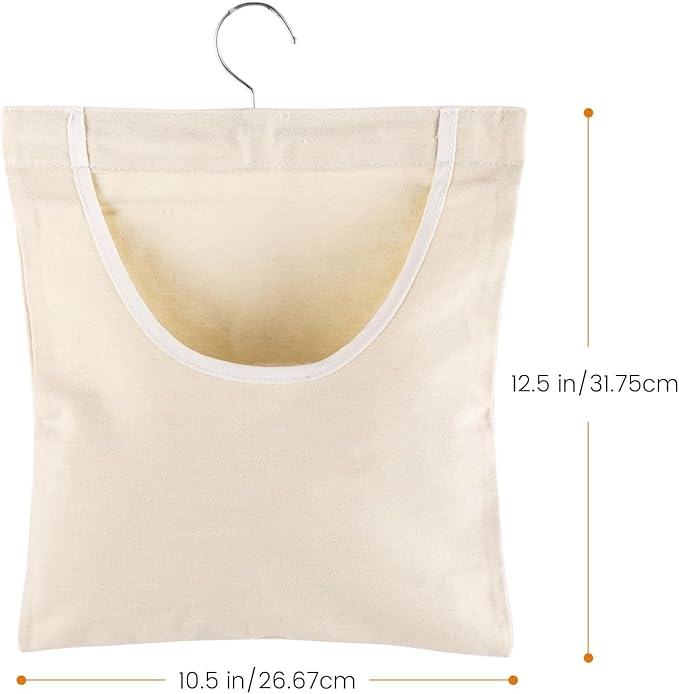 Canvas Clothespin Bag, 13.3x11.2 Inch Hanging Laundry Organizer