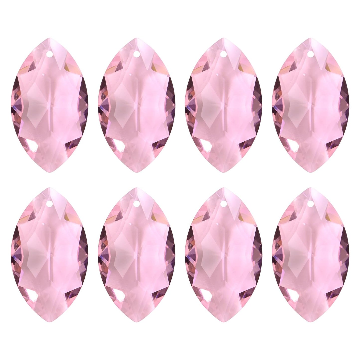 M METERXITY 8-Pack Crystal Horse Eye Prisms, 38mm/1.5 Inch Chandelier Pendant Maker Hanging Crystals Chandelier Prisms for Home/Windows/Garden/DIY Decoration[Pink]