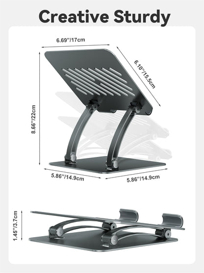 tounee Tablet Holder Stand, Dual Rod Adjustable Aluminum Desktop Stand, Compatible with 4.7-16.9" iPads, Surface Tablets, Portable Monitors, Kindle & More (Gray)