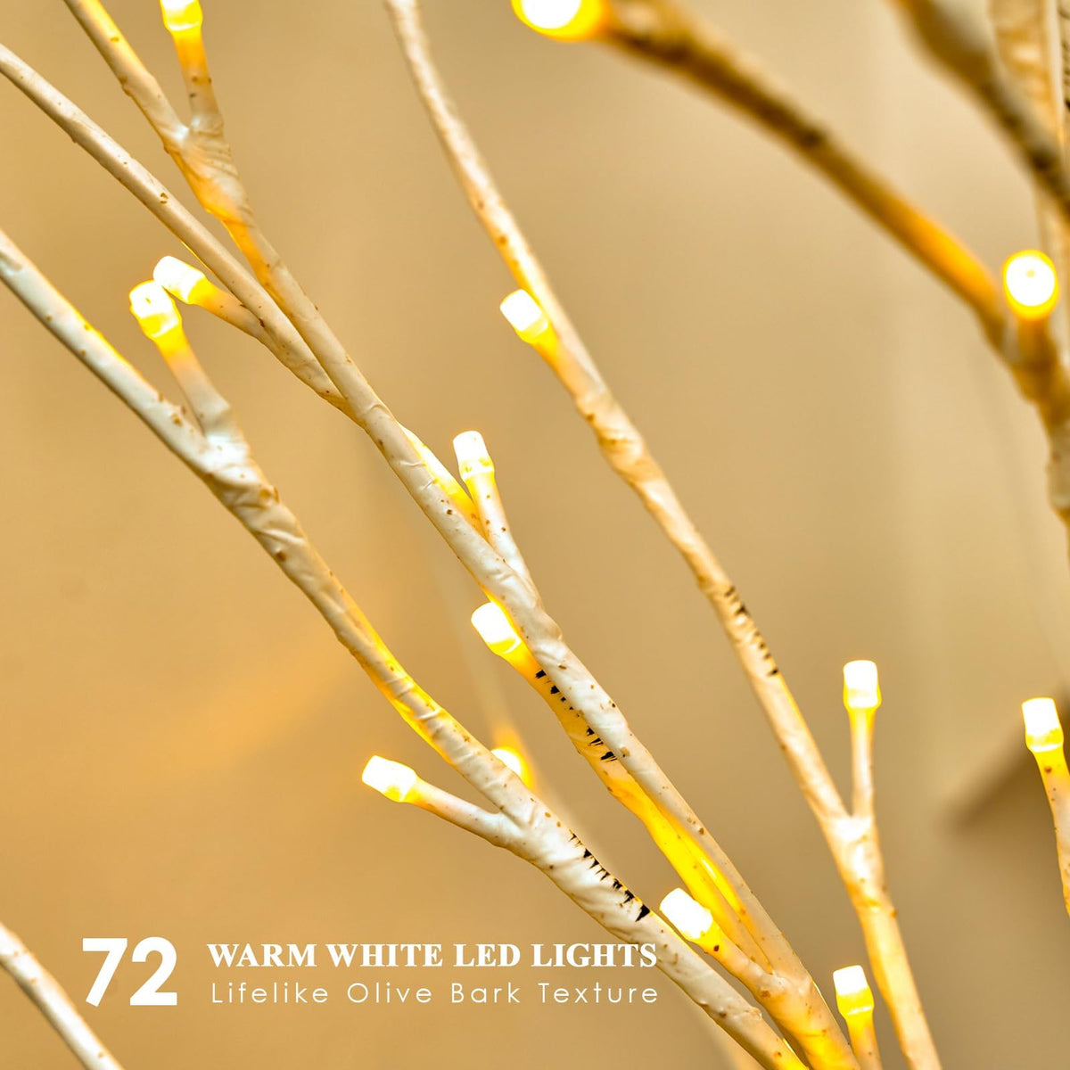White Birch Garland with Lights 6ft 72LED, Battery Operated Twig Vine with Timer, Lighted Birch Tree for Walls Home Mantle Decoration Indoor Outdoor