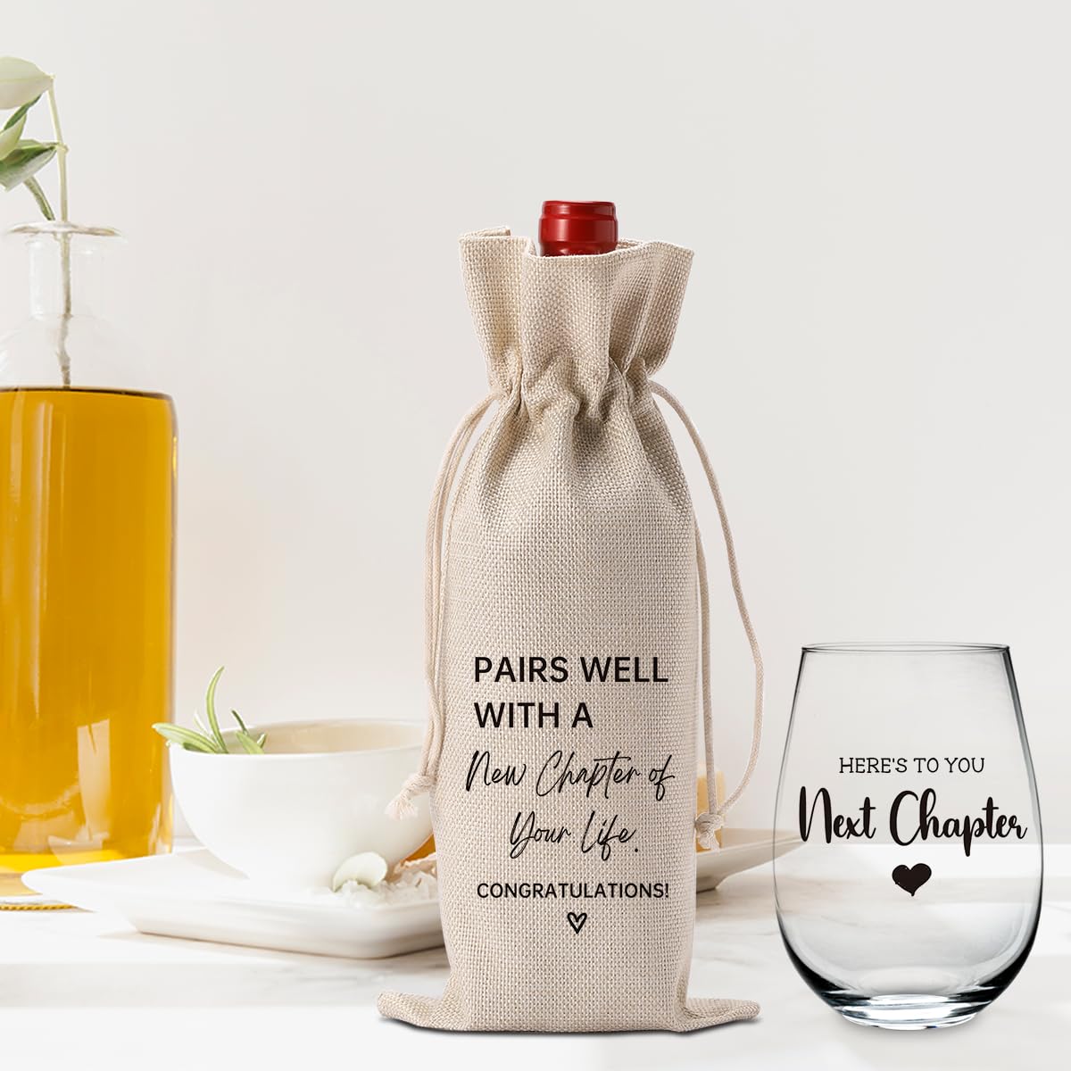New Chapter Wine Bag Glass Set Farewell Gifts for coworkers Going Away Gift for Friends New Beginning New Business Owner Gifts New Job Gifts for Coworker Boss Graduation Gifts 2025
