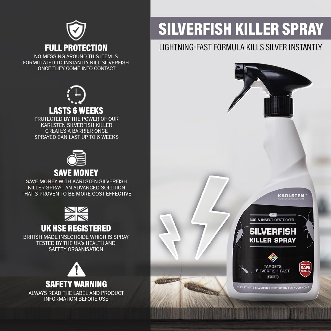 Karlsten Silverfish Killer Spray Fast Effective Quality Silverfish Killer 500 ml Non staining