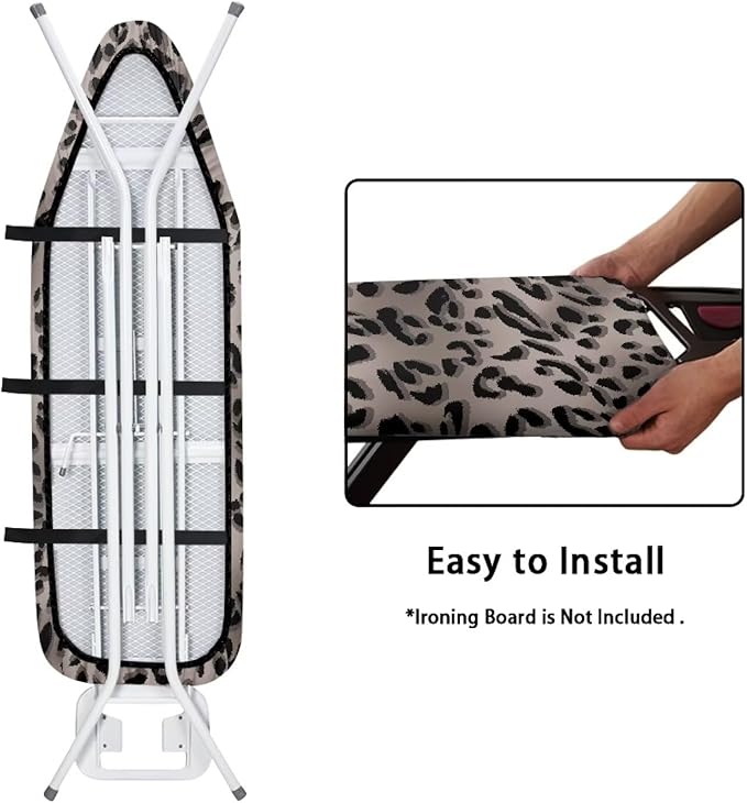 Black Leopard Print Ironing Board Pad and Cover Standard Ironing Board Cover
