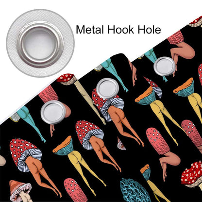 Uokiuki Funny Mushroom Butt Shower Curtain, Fun Cute Sexy Butt 70S 80S Fabric Shower Curtains for Bathroom Hippie Psychedelic Aesthetic Colorful Unique Cool Cloth Black Shower Curtain Set 70X70IN