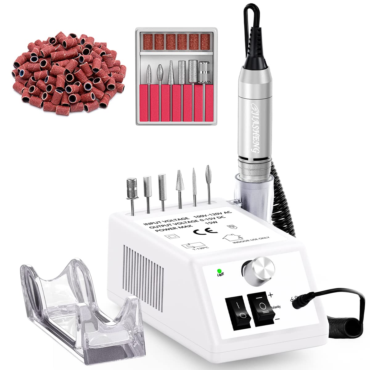 20000RPM Electric Nail Drill Professional Nail File Drill Acrylic Nails Kit for Manicure Gel Nail Polish Remover with 1 Pack of Sanding Bands(Pink)