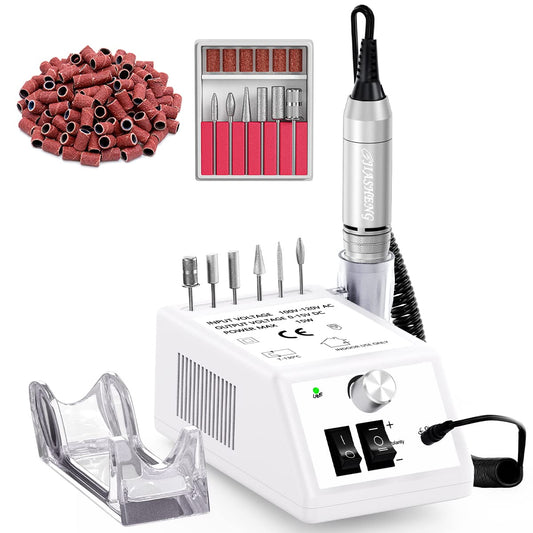 20000RPM Electric Nail Drill Professional Nail File Drill Acrylic Nails Kit for Manicure Gel Nail Polish Remover with 1 Pack of Sanding Bands(Pink)