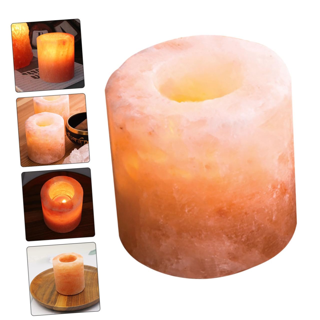 PRETYZOOM 2pcs Himalayan Salt Candle Holder for Living Room Decor Unique Candlestick for Yoga and Meditation for Housewarming and Cozy Atmospheres