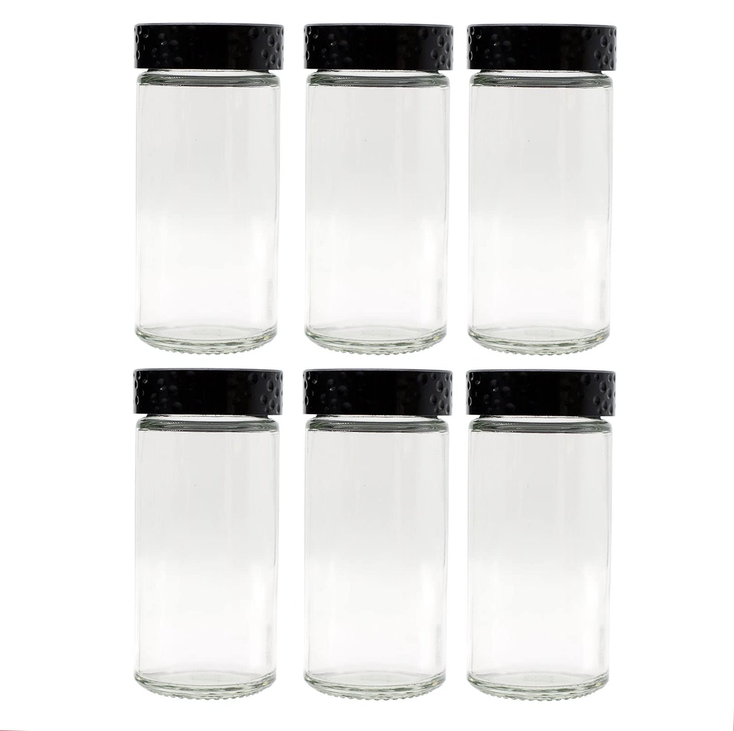 Tianifa 6pcs Black Spice Jars, 3 oz Glass Seasoning Bottles, Spices Container, Empty Spice Jars,Round Spice Bottles with Airtight Plastic Caps with Shaker Lids