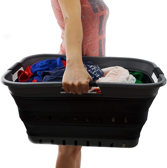 SAMMART 42L Collapsible Plastic Laundry Basket