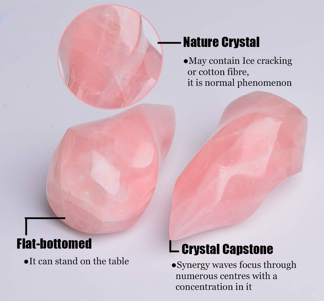AMOYSTONE Healing Crystal Stone Bookends Decorative Rose Quartz Tower Great Gifts