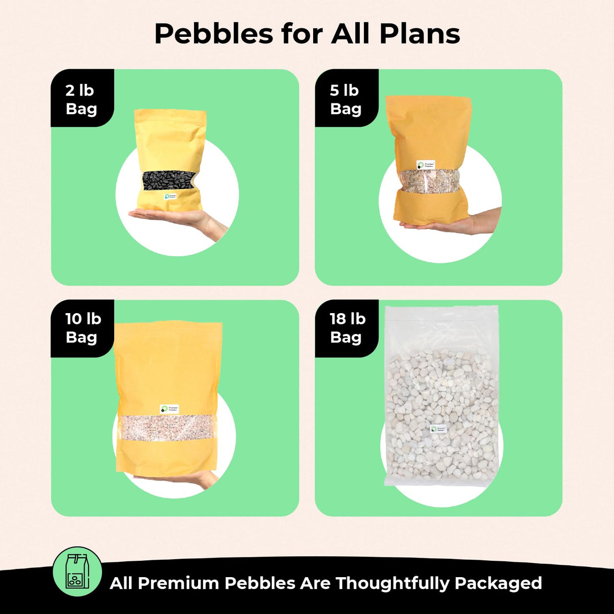 Premium Pebbles Rocks - Cream White Decorative Pebbles, 3/8 Inch - 10 lbs. Landscaping and Garden Stones, Suitable for Succulents and Pots