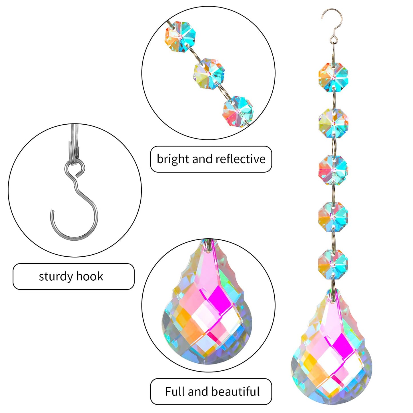 XINRUI Crystal Sun Catcher, 9 Pack Hanging Ornament Crystals Balls Prism Rainbow Maker for Home, Office, Garden Decoration, Window Decorations Decor(Crystal)