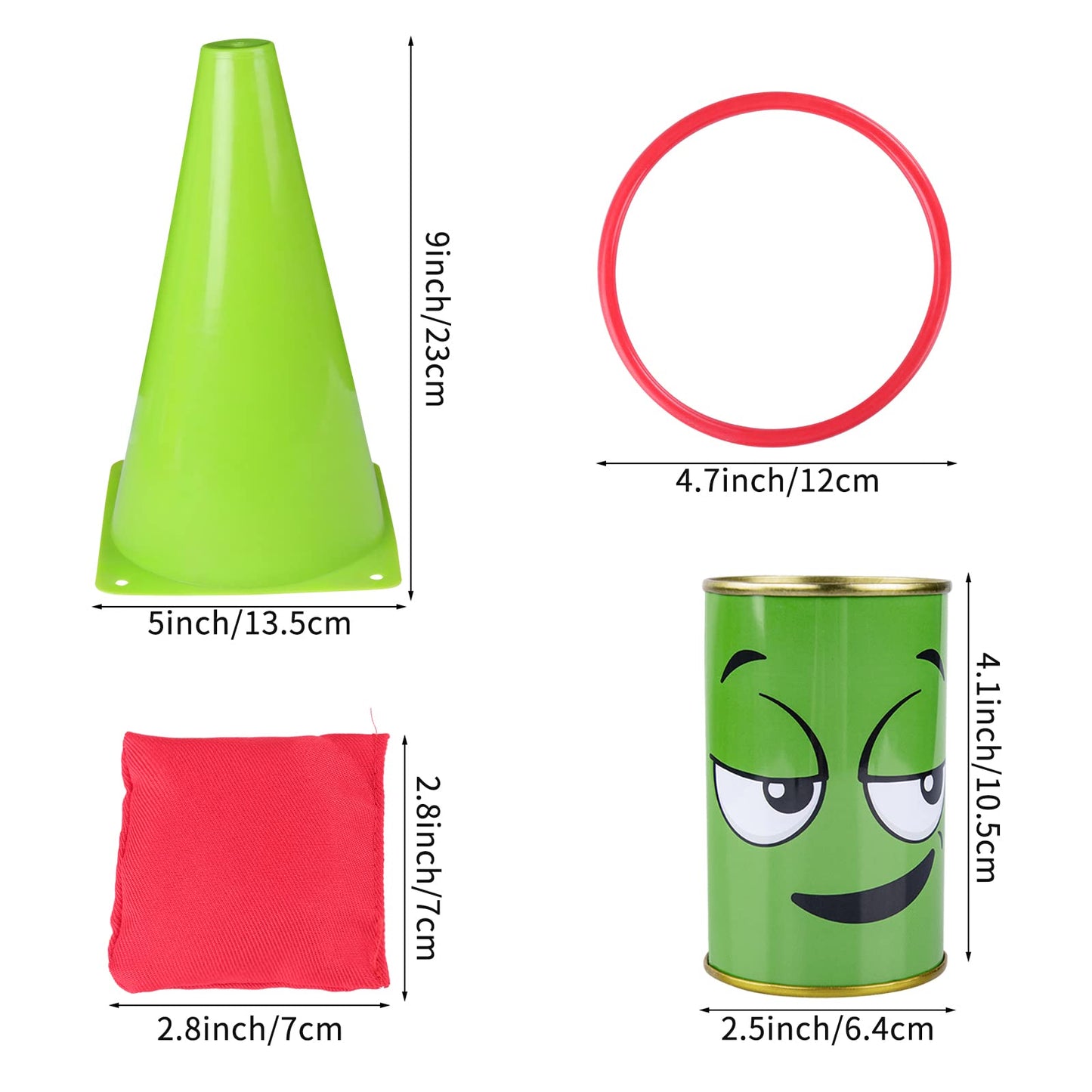 Waenerec 36PCS Carnival Games Combo Set 4 in 1 Bean Bag Toss Can Games Plastic Cone Ring Toss Game for Indoor Outdoor School Field Day Birthday Party Yard Game for Kids Adults