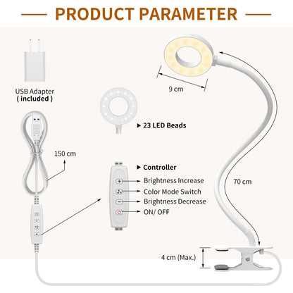 iZELL Desk Lamp, [3 Color Modes & 10 Brightness] LED Reading Light with Clamp, Flexible Gooseneck Book Light for Kids Reading Book in Bed at Night Clip on Table, Headboard, Dorm - 15.8‘’ Black