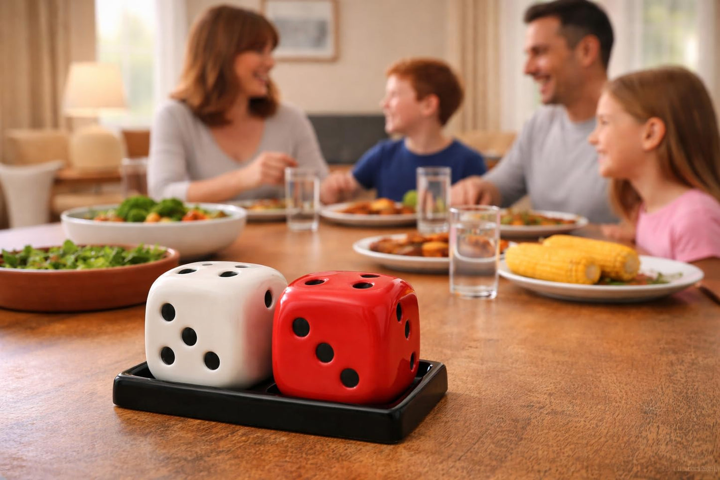 Ceramic Salt & Pepper Shaker Set with Tray – Refillable Stoneware Seasoning Jars, Food Safe Lead-Free Spice Dispenser, Durable Kitchen Tableware, Dining Table Decor & Home Gift Set, 2.5 Inch