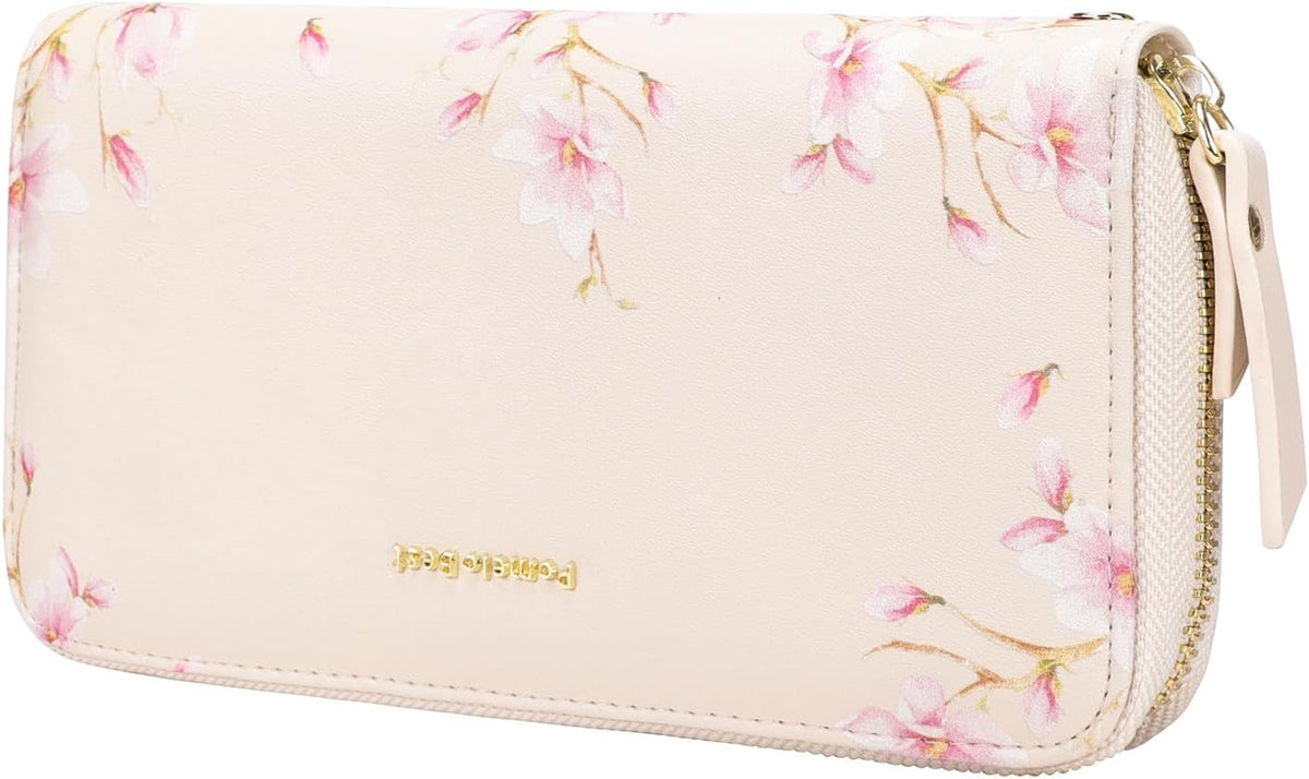 Pomelo Best Womens Wallet RFID Blocking Leather Multi Credit Card Zip Around Long Wallet Wristlet Large Capacity Travel for Ladies