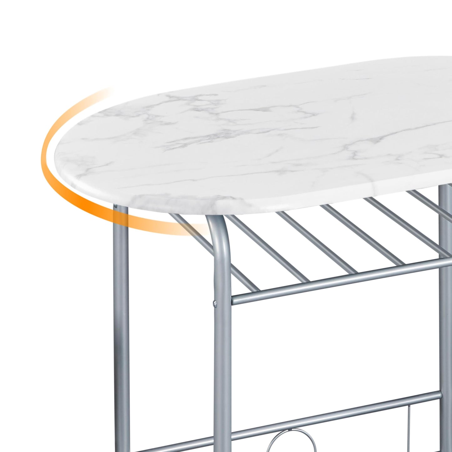 Yaheetech 3 Piece Modern Dining Table Set, Kitchen Table and Chairs Set for 2, Space Saving Table Set, Breakfast Nook Table Set with Steel Legs and Storage Rack for Kitchen/Small Space, White