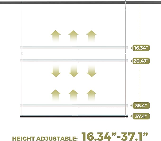 Hanging Closet Rod, 17-29In Adjustable Width and Up to 37In Height Adjustable