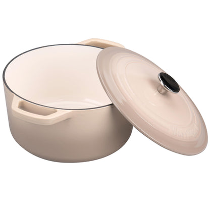 VORRINGARD Enameled Cast Iron Dutch Oven Pot with Lid, for Bread Baking, Round Bread Oven- include Sourdough Bread Baking Supplies Set, 4.5QT, Latte