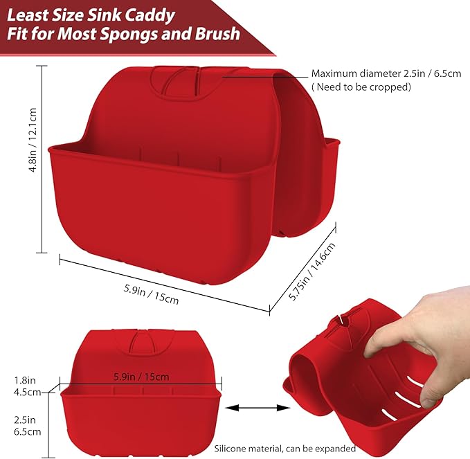 Sponge Holder for Kitchen Sink, Silicone Sink Saddle Caddy Organizer Rack
