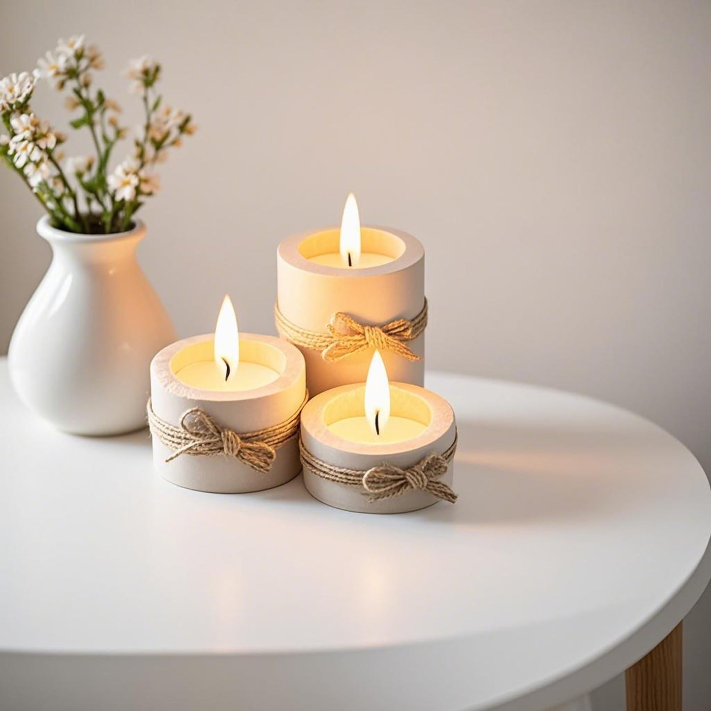 FUNSUEI 12 Pack Wooden Tea Light Candle Holders, 3 Sizes Wood Votive Candle Holder, Wood Log Candle Holders Rustic Tealight Candle Holder for Dinning Party Room Decoration