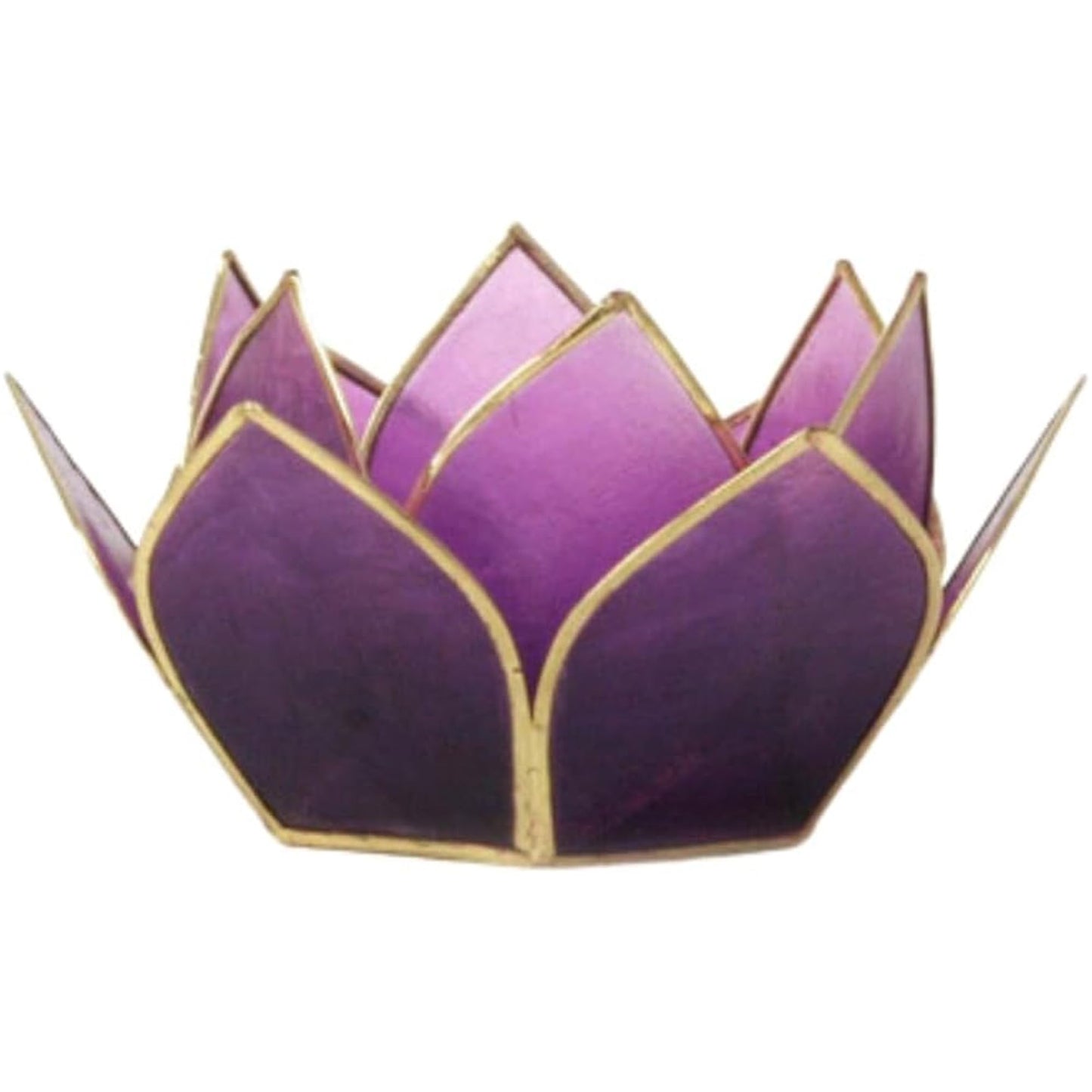 Om Gallery Mini Gemstone Lotus Tealight Holder - Handcrafted Capiz Shell Design for Soft Glow, Elegant Home & Table Decor, Wedding Centerpiece, Votive Candle Styling & Thoughtful Gifting - Tanzanite