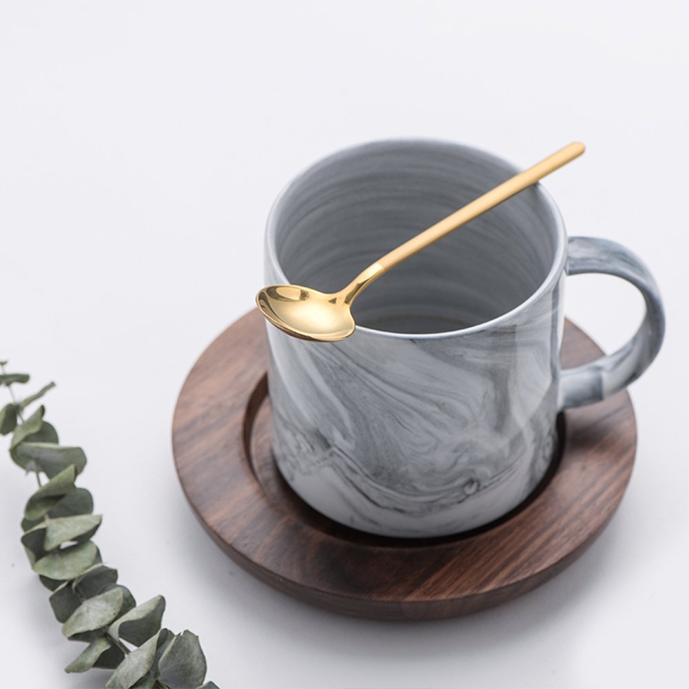 6 PCS Gold Coffee Spoons, 18/8 Stainless Steel Espresso Spoons, 5.2 Inches Vogue Mini Tea Spoon, Cappuccino Stirring Small Spoon for Dessert, Ice Cream, Frosted Handle, Sweejar (Gold)
