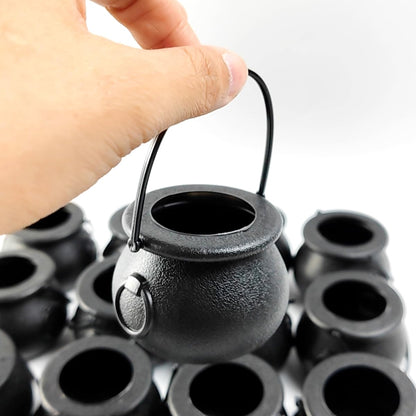 TIHOOD 12PCS 2.75” Spooky Halloween Candy Cauldrons - Mini Black Cauldron Children Bucket Toys for St. Patrick’s Day Pot of Gold, Trick or Treat, Halloween Decoration and Kid Birthday Party Favors