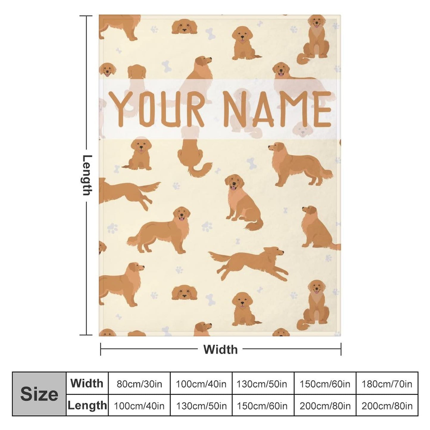 AIOMXZZ Personalized Golden Retriever Blanket Gifts with Text Name, 60"x80" Dog Pattern Flannel Fleece Throw Blanket Soft, Lightweight, Comfortable, Warm Golden Retriever Blanket for Adults Kids