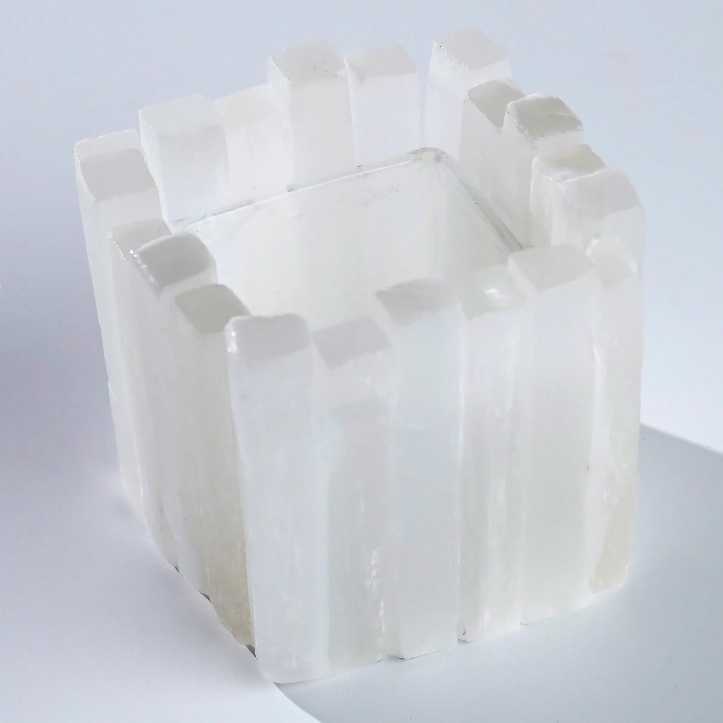 Natural Selenite Candle Holder for Tea Lights Irregularly Arranged Selenite Wand Candlesticks - Elegant Home Decor (Square Candle Holder)