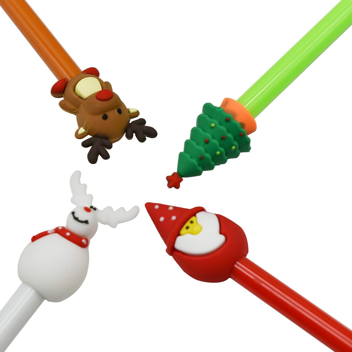 Maydahui 28 PCS Novelty Christmas Series Rollerball Pens Christmas Tree Snowman Reindeer Santa Claus Style Black Gel Ink for Office School Party