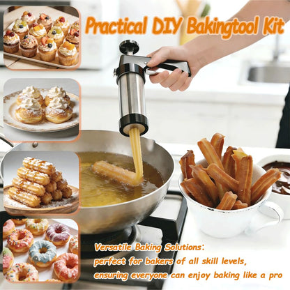 45PCS Cookie Press Gun Kit:Bake Churros,Cookies&Donuts with Stainless Steel Cookie Shooter,Decorating Baking Tools with Cookie Disc,Cleaning Brushes,Piping Bag for Baker,Mothers Day Gift for Baker