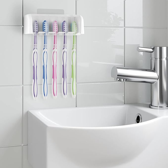 2 Pack 5 Slots Wall Mount Toothbrush Holder