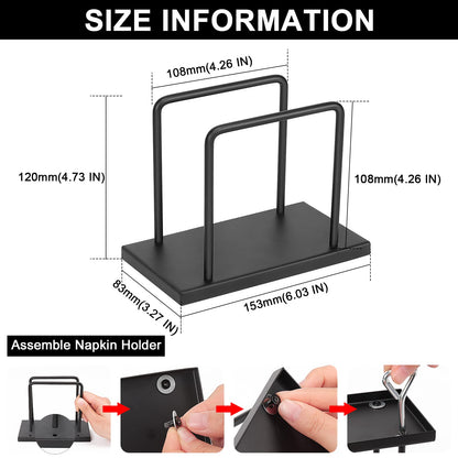 Livabber Napkin Holder, Metal Napkin Storage Modern Freestanding Tissue Paper Dispenser for Table Kitchen Countertop (Metal Base, Black)