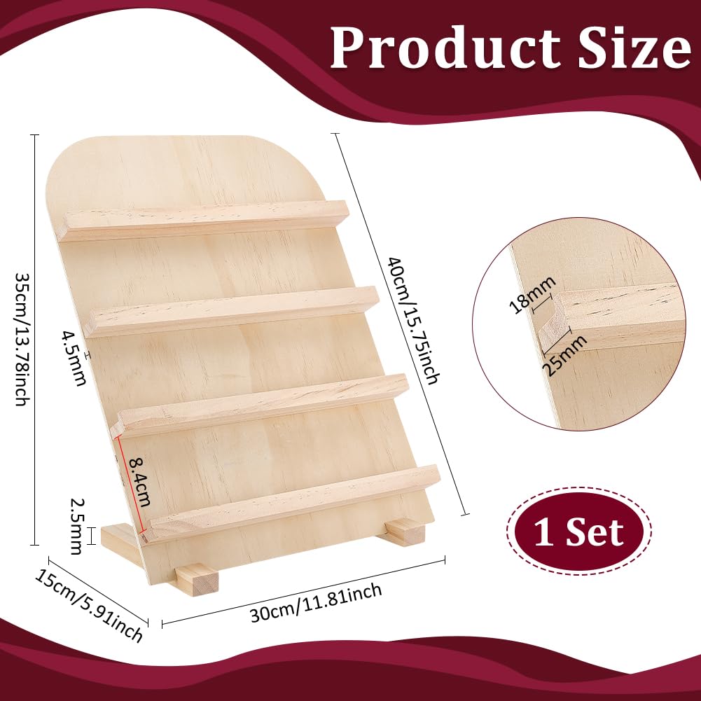 PH PandaHall 4-Tier Wooden Jewelry Display Stand Earring Card Displays Tower Bracelets Stands Rack Craft Fairs Showcase Holder with Slots for Selling Retail Jewelry Showing Exhibition Storage