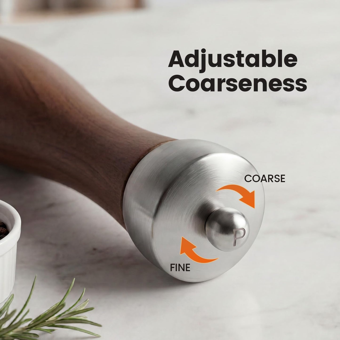 Newise Salt and Pepper Grinder Set, Manual Wooden Salt and Pepper Mills Shakers with Ceramic Core and Wooden Stand, Adjustable Coarseness, Refillable Salt Grinder for Home Kitchen