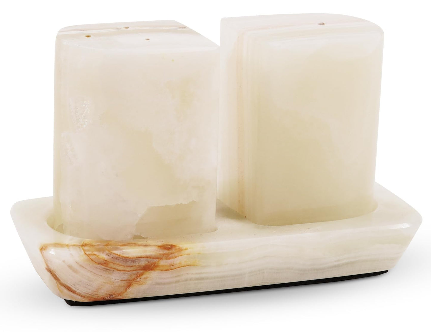 Radicaln Marble Salt & Pepper Shakers 2.5" White Onyx Modern Kitchen Essentials for Cooking and Dining, Stone Spice Holder & Saleros for Black Pepper, Pink Salt, Home & Farmhouse Decor