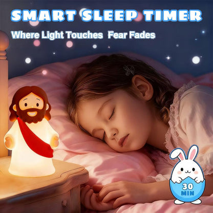 KangTen CHEN Jesus Night Light Rechargeable Bedside Night Light Dimmable Silicone LED Light Ideal for Religious Gatherings, Gifts for Sunday School, Baptism Presents, Easter Egg Decorations (red)