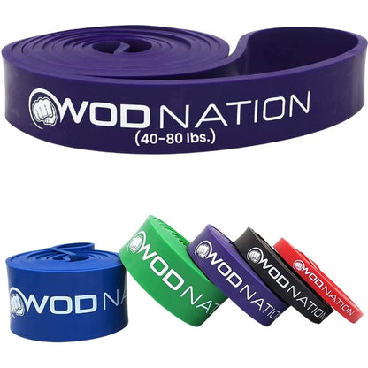 WOD Nation Pull Up Assistance Bands (10-175lbs Band) - Best for Pullup Assist, Chin Ups, Resistance Bands Exercise, Stretch, Mobility Work & Serious Fitness - 41 inch Straps