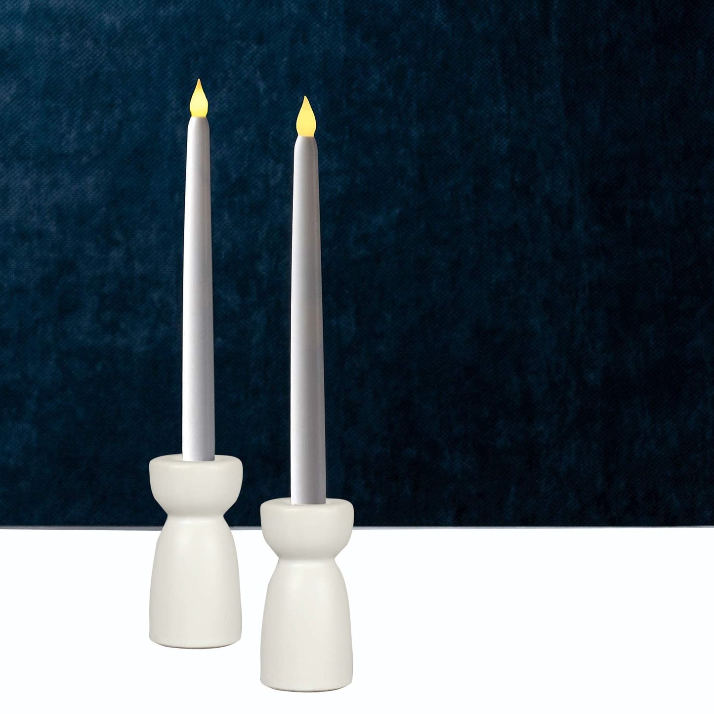 Candlestick Holders, Ceramic White Taper Candle Holder Candlelight Stand, Modern Boho Candle Holders for Desktop Table Setting Dining Bathroom Home Wedding Party Decoration,2 Pack