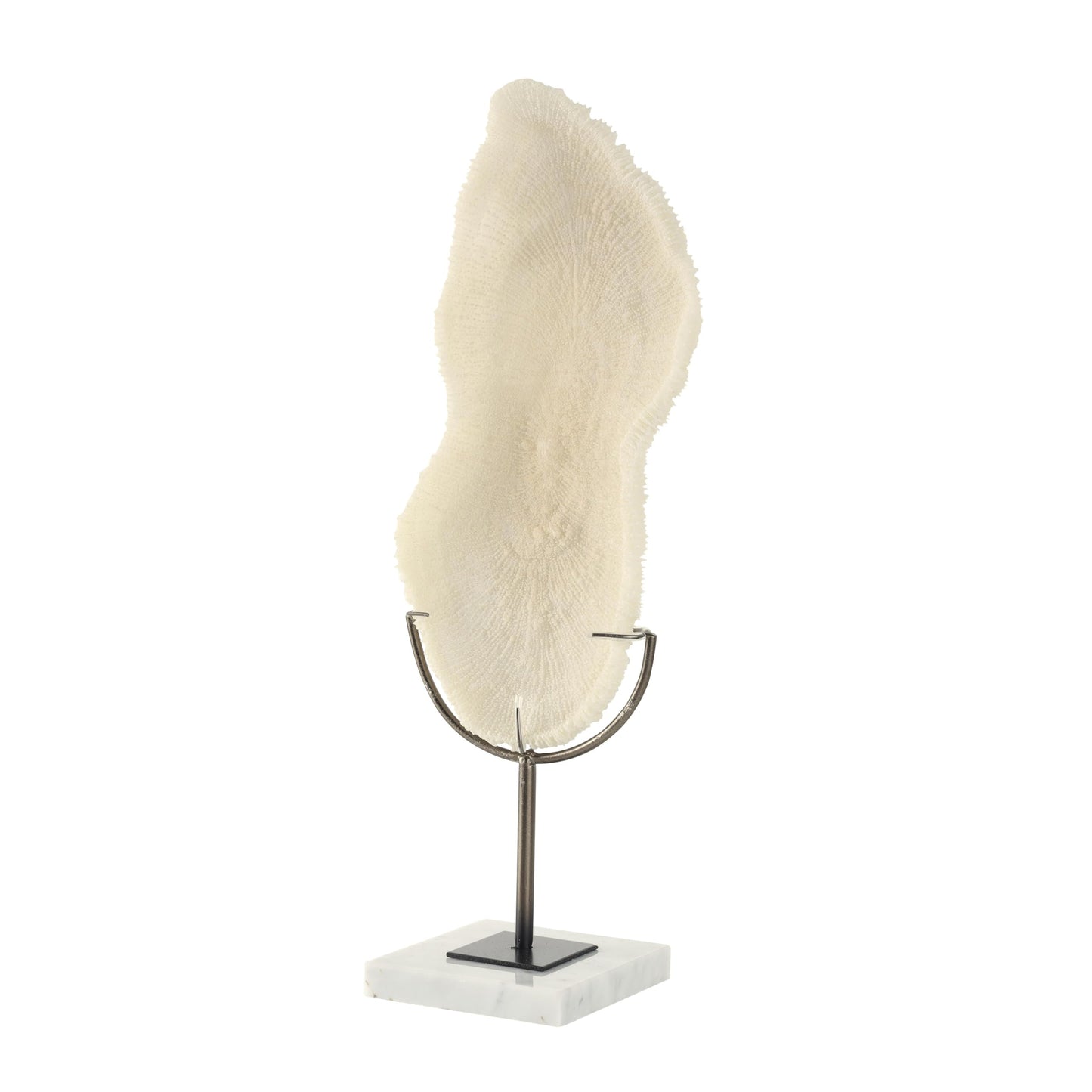 Deco 79 Polystone Coral Decorative Sculpture Abstract Textured Home Decor Statue with Gray Stand and Acrylic Base, Accent Figurine 7" x 5" x 19", Cream