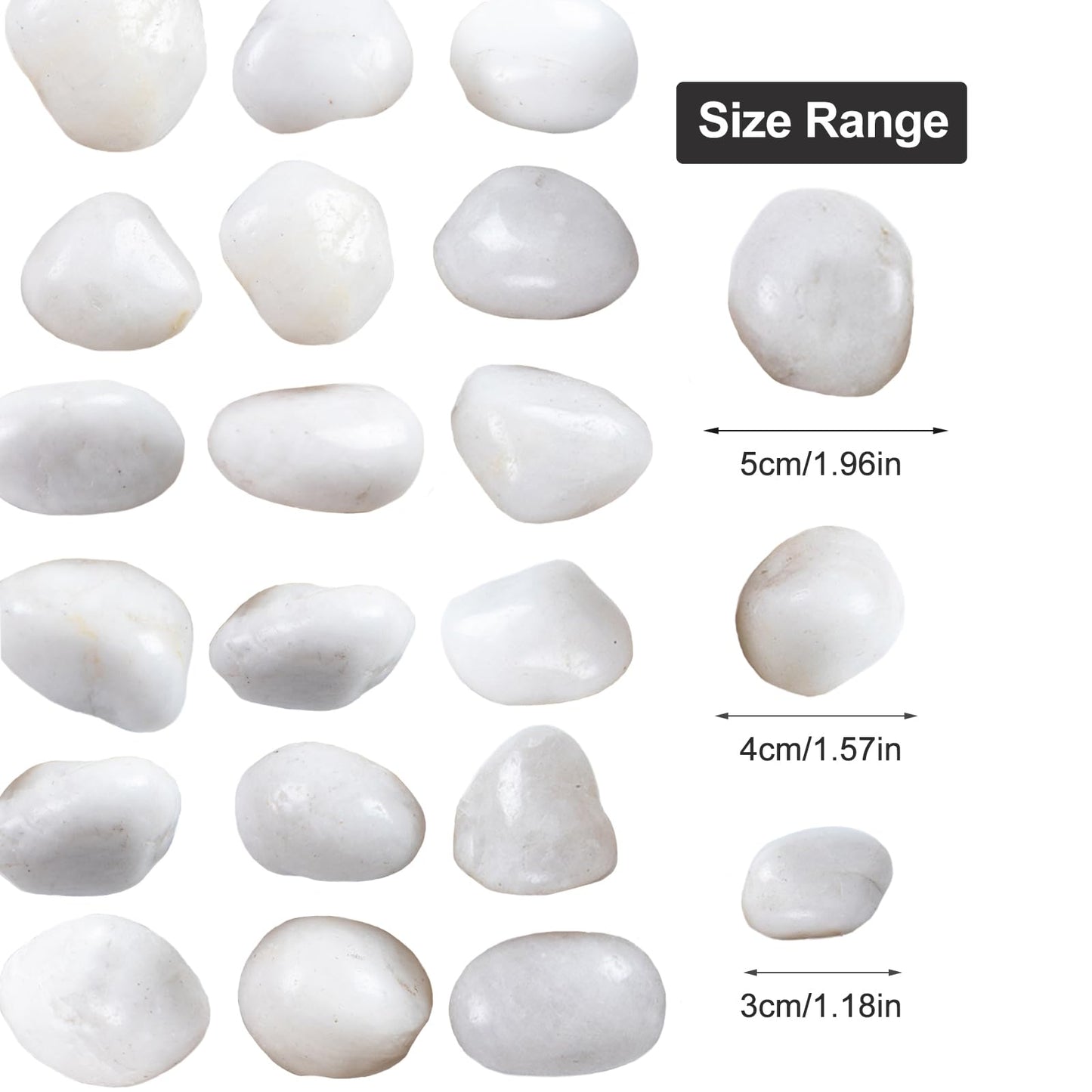 Lechloris 20Ib White River Rocks for Landscaping- High Polished Pebbles for Plants-Garden Decorative Stones-1-2 Large Plant Rocks,Ideal for Aquarium, Home Decor